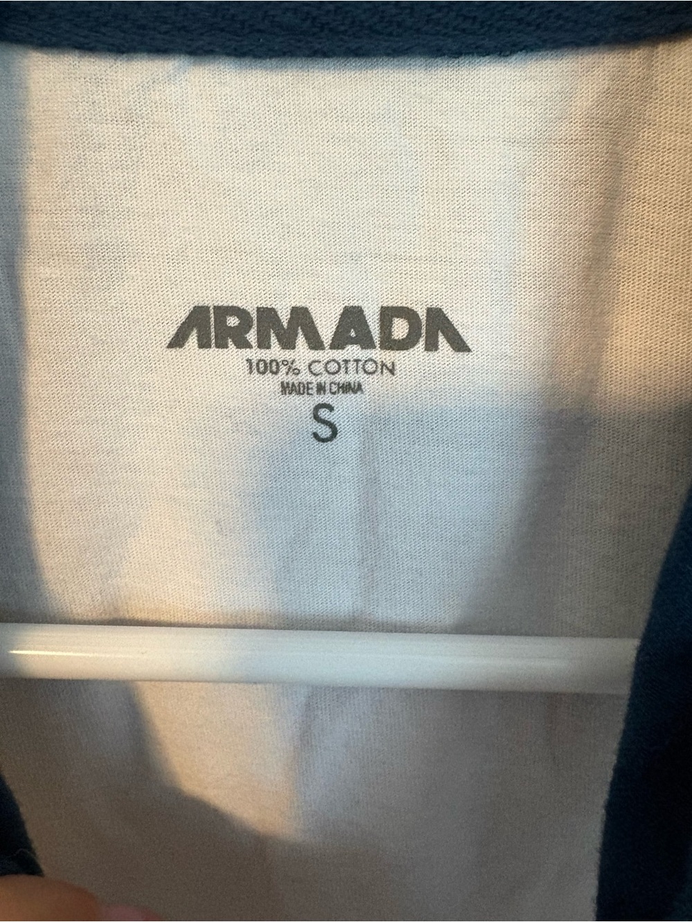 Armada Long-Sleeve Raglan Hoodie Tee in Navy and White with Red Logo - Picture 3 of 6